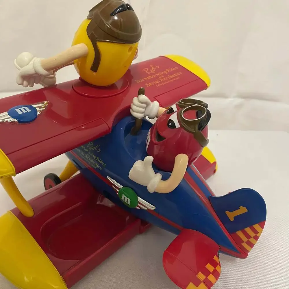 M&M's Aviator Barnstorming Plane‎ Collectible Candy Dispenser Red Yellow Toy